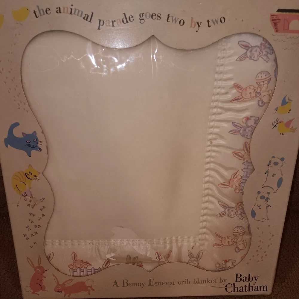 Vintage Baby Chatham Bunnyland Size 36 X 50 Crib Baby Blanket Like New In Box